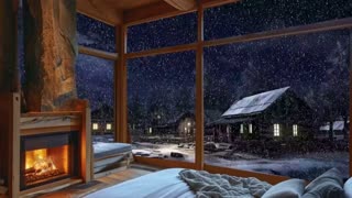 ❄️ 𝗦𝗻𝗼𝘄𝘆 𝗖𝗮𝗯𝗶𝗻 Ambiance with Relaxing Wind and Fireplace Sounds for Sleeping