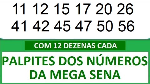 #PALPITES DOS NÚMEROS DA MEGA SENA COM 12 DEZENAS 9y 9z 90 91 92 93 94 95 96 97 98 99