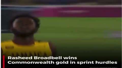 Broadbell wins 110m hurdle at the 2022 commonwealth Games in Birmingham Uk