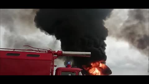 Frightening footage Ukraine invasion - Vinnytsia Airport on fire following deadly Russian airstrike