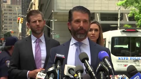 This is a sham, it's insane, and it needs to stop says donald trump jr outside court today
