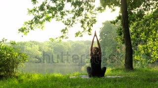 Woman meditation in the nature