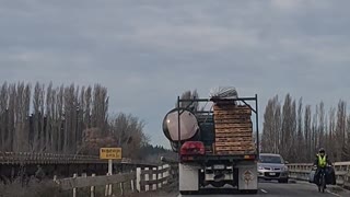 Wide Load Can't Squeeze Through Bridge