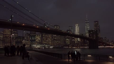 New York City At Night Brooklyn Bridge