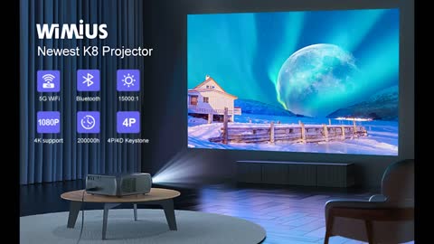 Review: 5G WiFi Bluetooth Projector, WiMiUS Top K8 Full HD Projector 4K Support Native 1080P, 4...