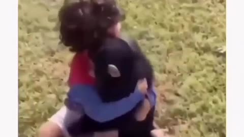 Amazing bonding of kid and monkey