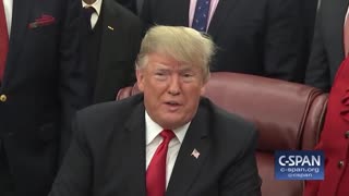 President Donald Trump speaks with reporters about then-upcoming shutdown