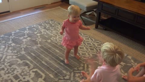 Young Girl Cries Tears Of Joy Over Sister’s First Steps