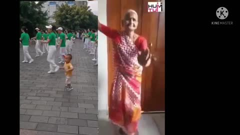 How grandma and little boy dancing for a song