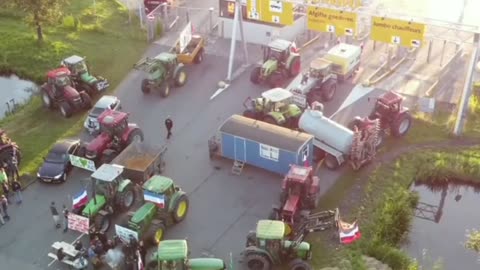 Dutch farmers block the Jumbo distribution center in Woerden