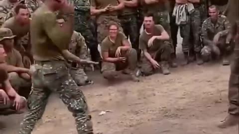 Friendly Knife Fighting Between Philippine Marine And USMC