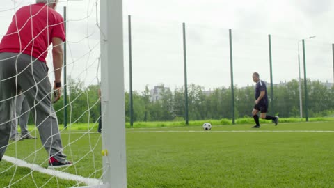 Strong shoot from old man to his friend's body