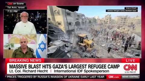 IDF confirms to Wolf Blitzer that they hit Jabalia refugee camp k*lling and injuring hundreds of civilians.