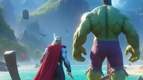 Both friends hulk and Thor😱 vs Monster octopus 🐙 Fight 💥 __ Find hidden treasure __ #marvel #shorts