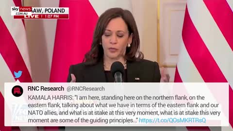 Kamala Harris slammed for 'awkwardly' laughing during press conference in Poland