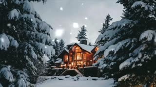 Cozy Ambience | Winter House | relaxing Jazz Ambiance and Snow Falling