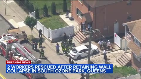 2 workers rescued after retaining wall collapse in South Ozone Park, News ABC7NY News