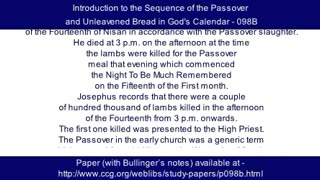 098B - Introduction to the Sequence of the Passover and Unleavened Bread in God's Calendar