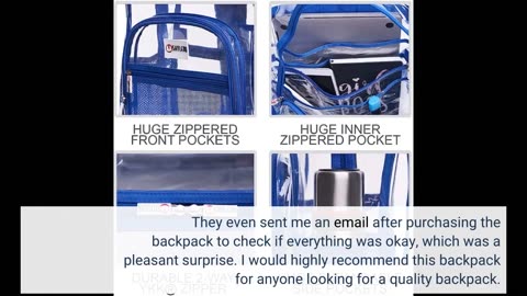 Customer Comments: SHYLERO Clear Backpack For Work XL. Heavy Duty Backpack has TSA Lock, 2-WAY...