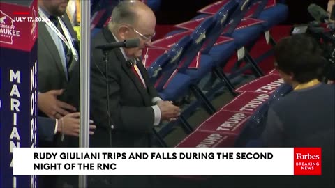 SHOCK MOMENT: Rudy Giuliani Trips And Falls At The Republican National Convention