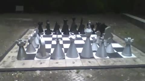 A large chess table in the science museum, filmed from the front [Nature & Animals]