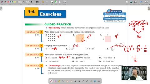 Algebra 1 - Chapter 1, Lesson 4 - Powers and Exponents
