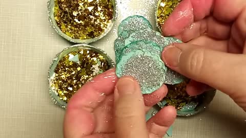 ASMR Dyed (Short) Plaster Bowl's And Flowers With Gold Mylar Silver Glitter & Cornstarch Crush