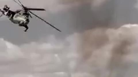 Footage of the Mi-24 "crocodile", which inflicts fire damage using a camber...