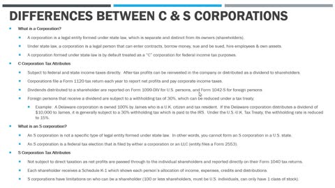 Difference Between "C" and "S" Corporations