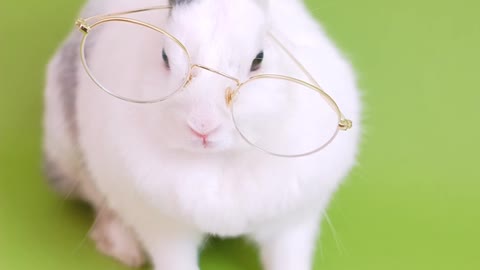 cute bunny with eyeglasses