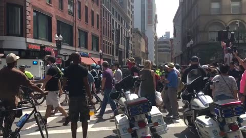 Aug 19 2017 Boston free speech rally 1.11 due to Antifa violence Police escorted free speech people out of the area