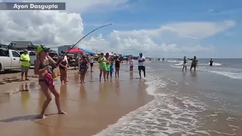 The woman dragged a shark for 2 hours and won