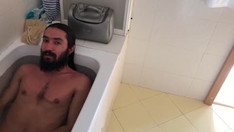 Jelio Taking Bath in Burgas, Bulgaria