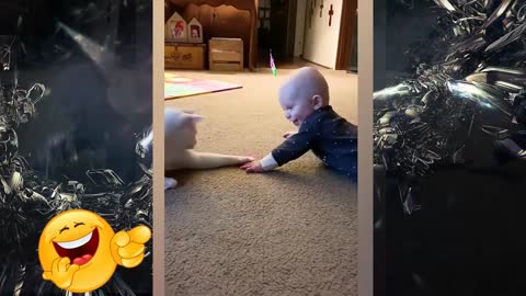 Funniest baby and pete playing together
