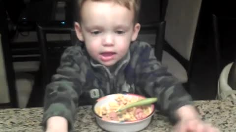 Tot Boy Tells Dad To Stop Singing So He Can Eat Cereal