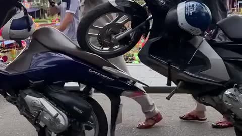 Let's see how you can take your motorbike away when they are locked?