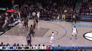 NBA - KAT lobs Rudy Gobert for the go-ahead bucket! Nets-Timberwolves