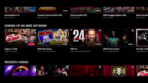 WWE Network -On Demand Streaming content preview