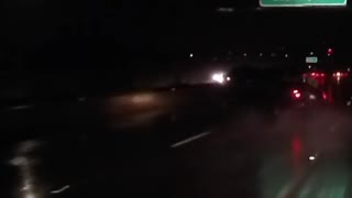 Car Spins Out on Slick California Freeway