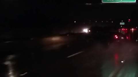 Car Spins Out on Slick California Freeway