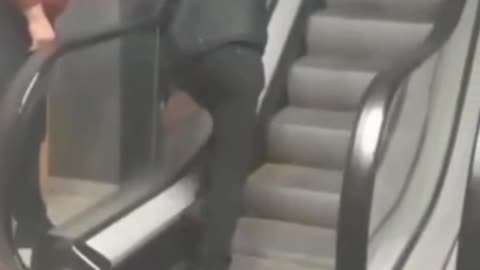 the man struggles with the stairs