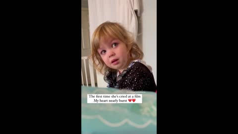 Emotional little girl cries while watching a sad movie scene #Shorts