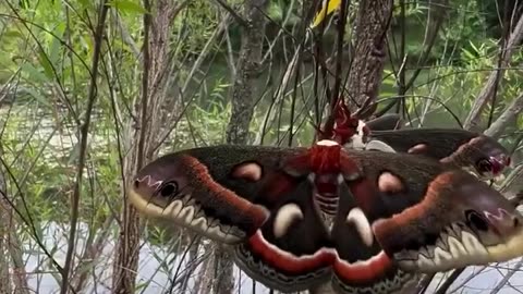 Hyalophora cecropia, the cecropia moth, is North America's largest native moth.