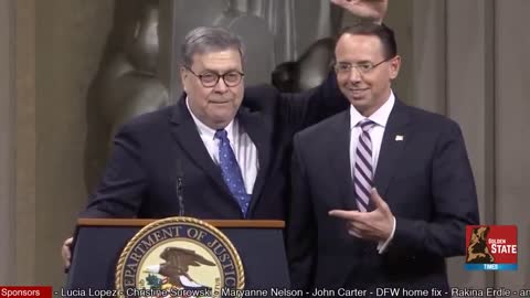 Barr gives speech at farewell ceremony of Rod Rosenstein