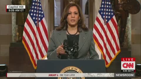 Kamala Harris on Jan. 6: "We cannot let our future be decided by those bent on silencing our voices, overturning our votes, and pedaling lies and misinformation."