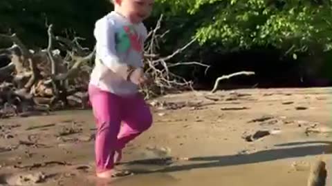 She loves swimming in the river! 🌊