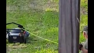 Lawn mower rope mowing