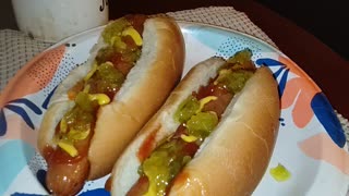 Eating Hebrew National Beef Franks, Dbn, MI, 4/29/24