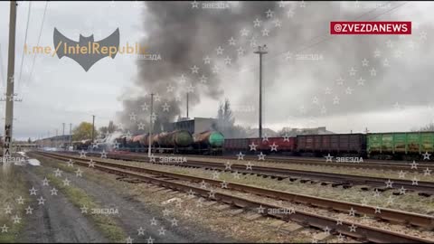 Ukrainian shelling of an oil depot and a railway station in Shakhtersk