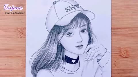 Drawing Tutorial || How to draw a girl with Blackpink cap - step by step Pencil Sketch for beginners